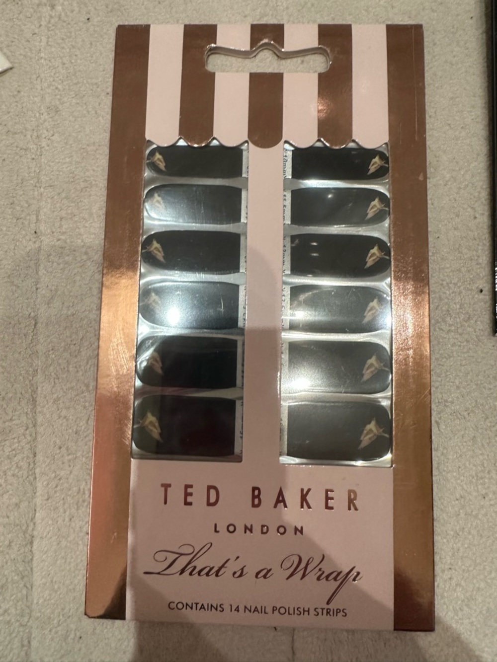 Ted Baker Rose Gold and Blush Nail Polish Strip Backing